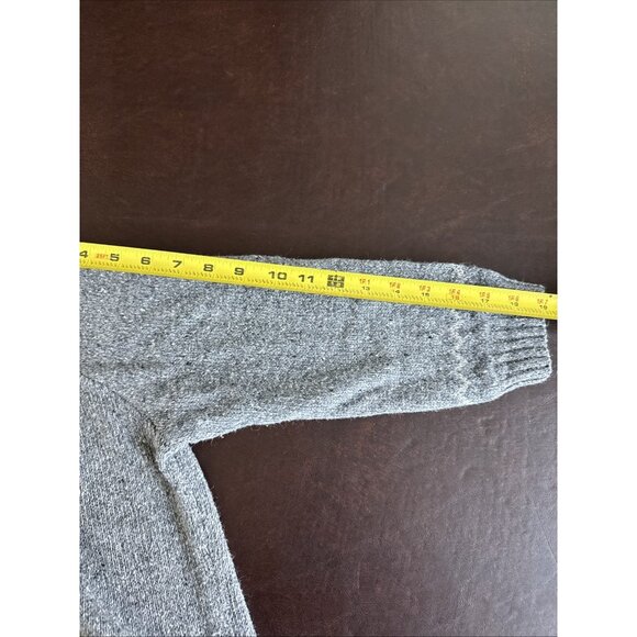 Bass Gray Knit Sweater Dress Red & White Patterned Yoke Long Sleeves Knee-Length - Picture 9 of 9